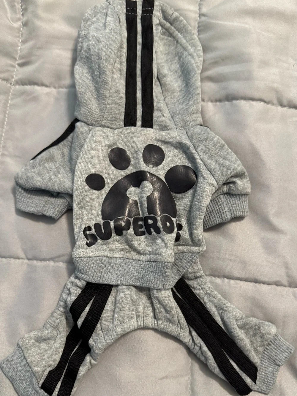 Gray Paw Print Dog Hoodie & Pants Set